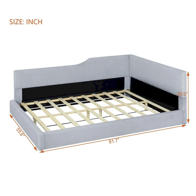 L-Shaped Daybed with Solid Frame, 500 lbs Weight Capacity