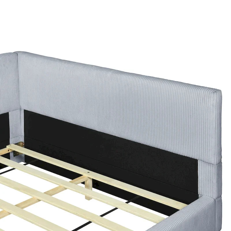 L-Shaped Daybed with Solid Frame, 500 lbs Weight Capacity