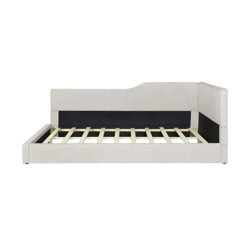 L-Shaped Daybed with Solid Frame, 500 lbs Weight Capacity