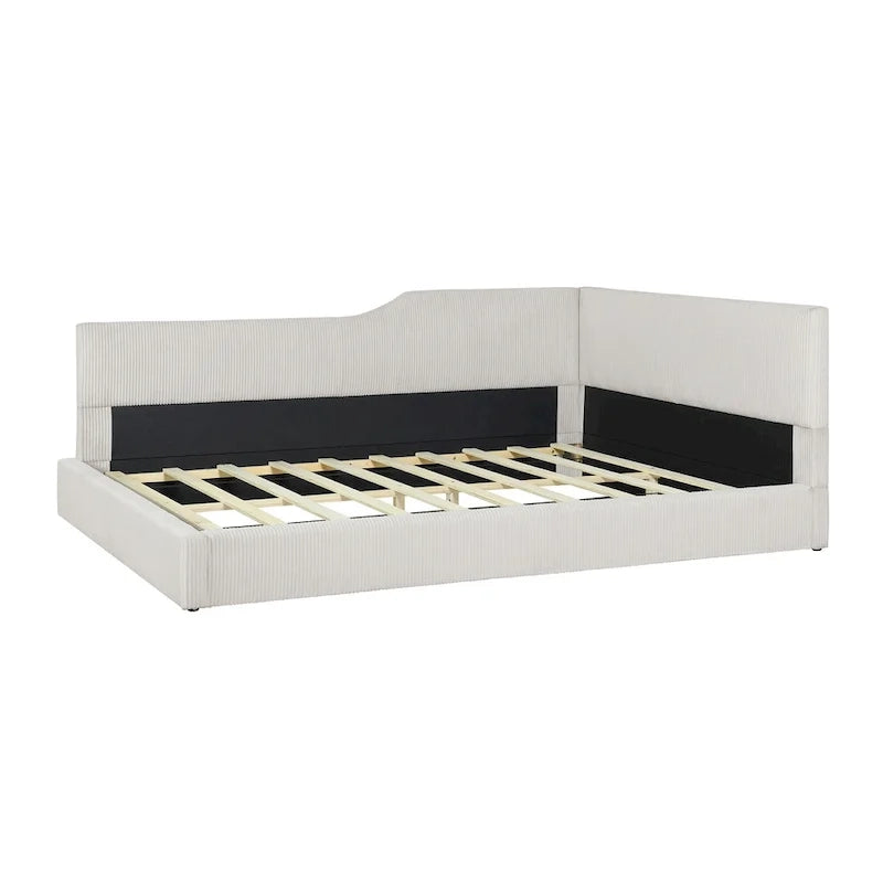 L-Shaped Daybed with Solid Frame, 500 lbs Weight Capacity
