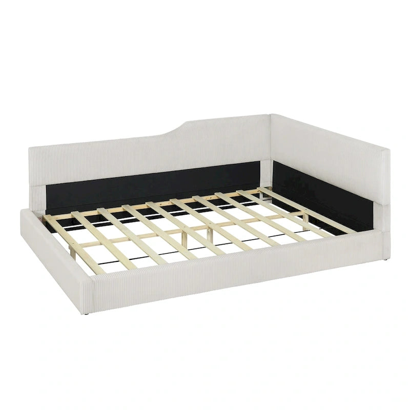L-Shaped Daybed with Solid Frame, 500 lbs Weight Capacity