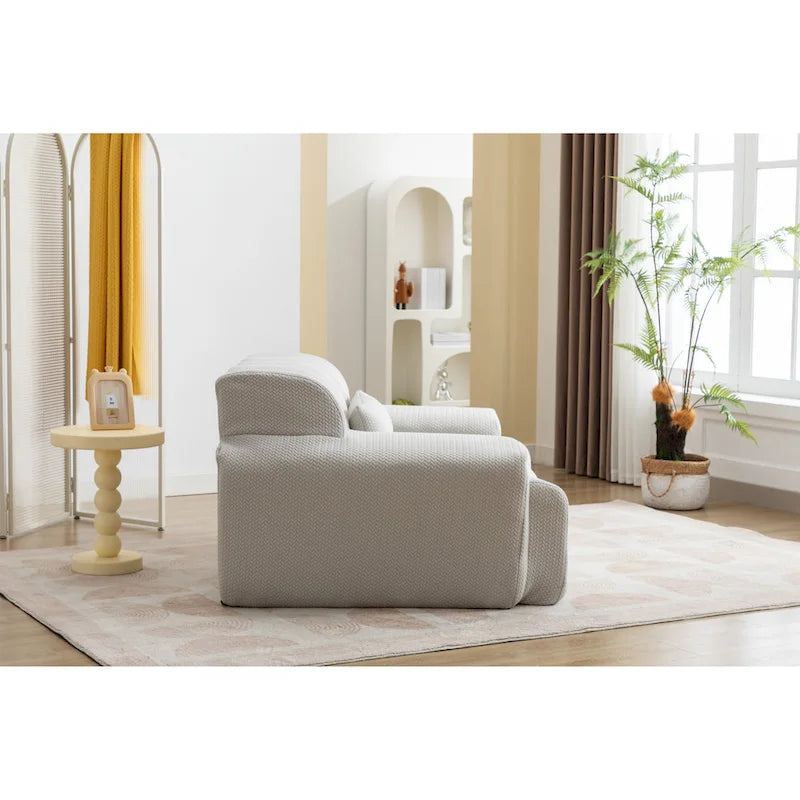 Beige Modern 53" Buttons Tufted Accent Chair with High-Density Foam and Large Cushion for Living Room