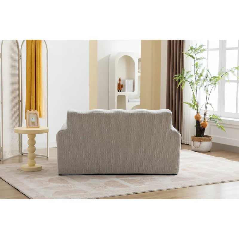 Beige Modern 53" Buttons Tufted Accent Chair with High-Density Foam and Large Cushion for Living Room