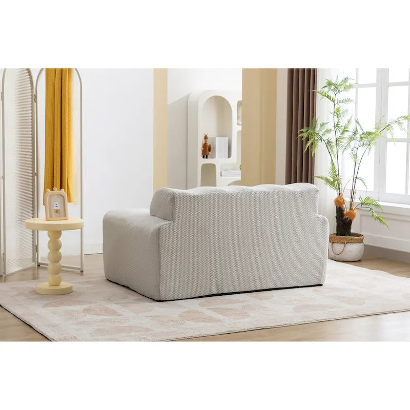 Beige Modern 53" Buttons Tufted Accent Chair with High-Density Foam and Large Cushion for Living Room