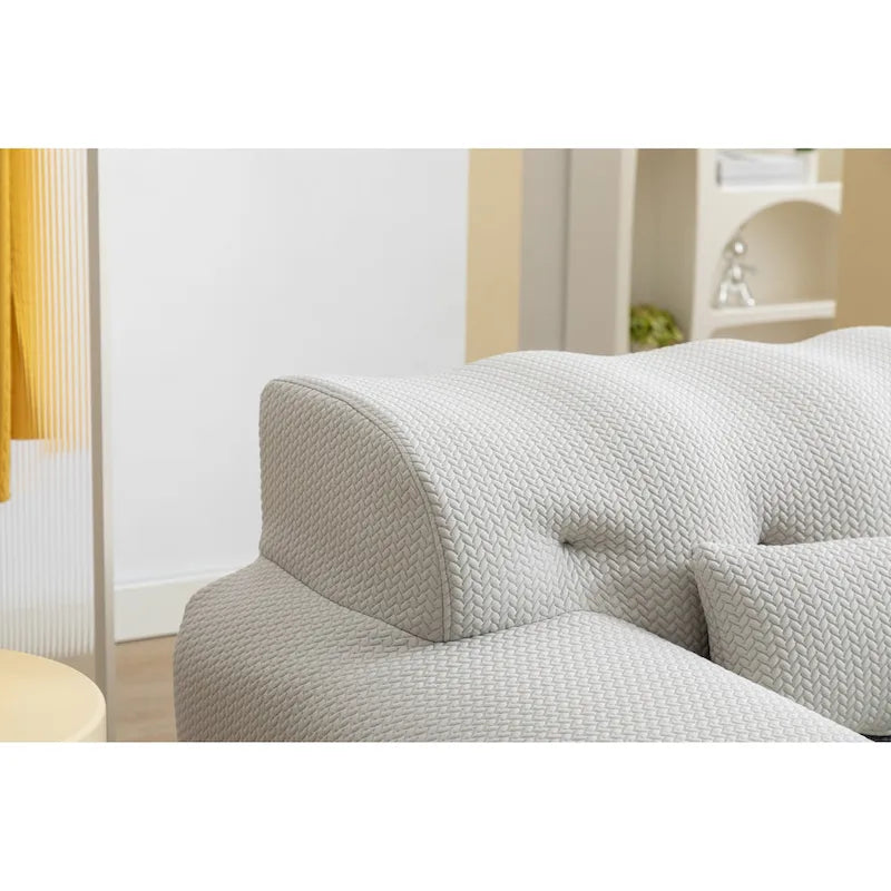 Beige Modern 53" Buttons Tufted Accent Chair with High-Density Foam and Large Cushion for Living Room