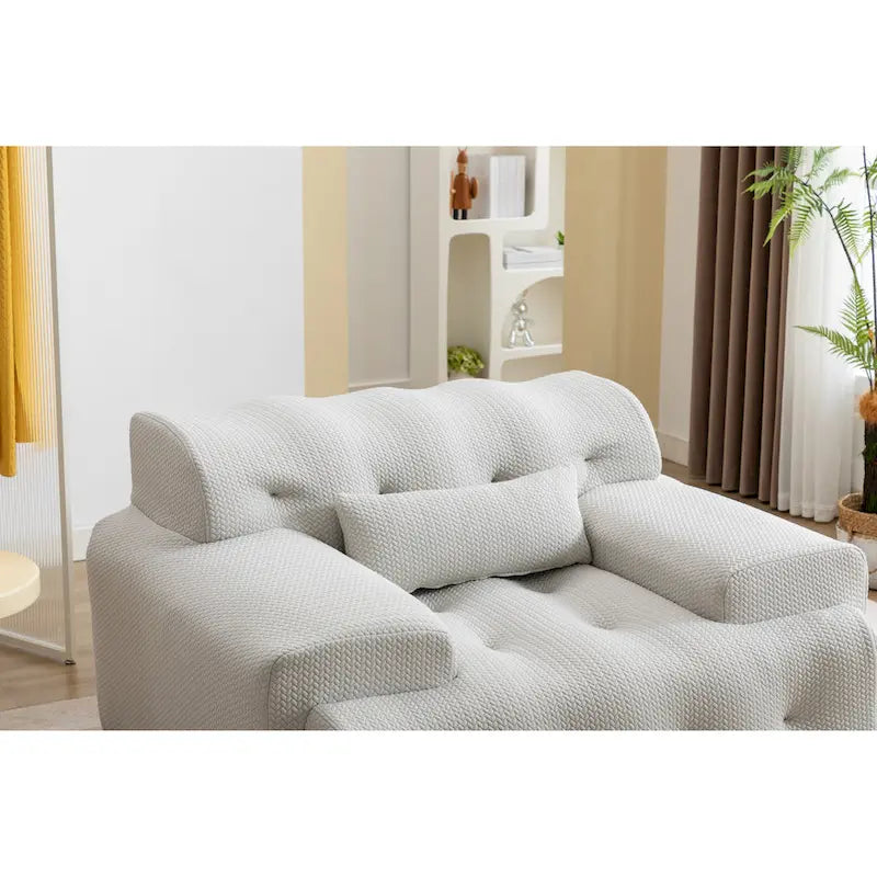 Beige Modern 53" Buttons Tufted Accent Chair with High-Density Foam and Large Cushion for Living Room