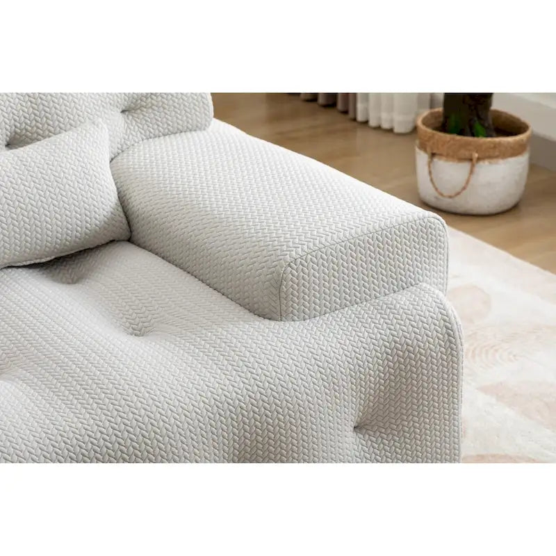 Beige Modern 53" Buttons Tufted Accent Chair with High-Density Foam and Large Cushion for Living Room