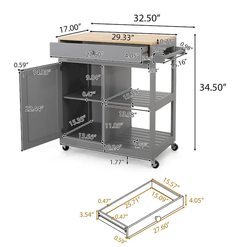 Kitchen Cart with Wheels