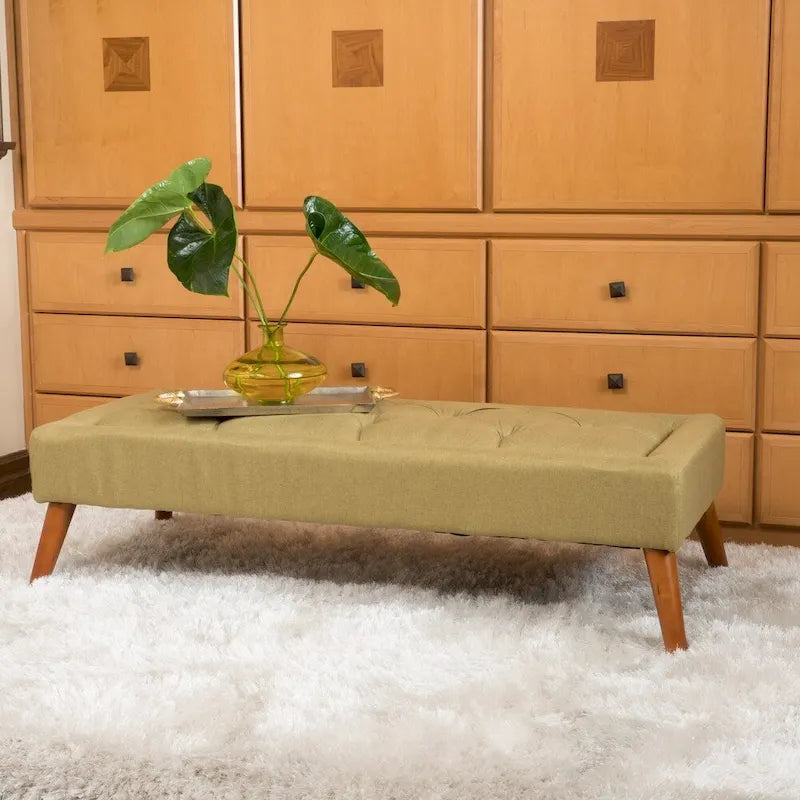 Tufted Fabric Ottoman Bench