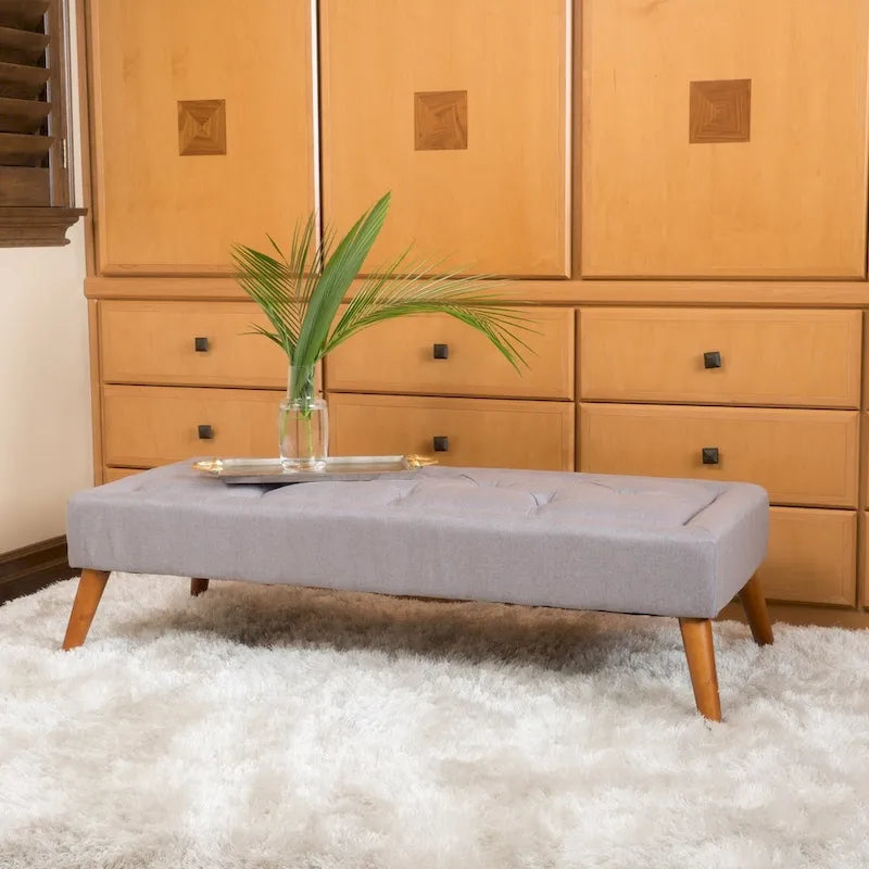Tufted Fabric Ottoman Bench