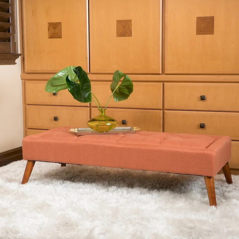 Tufted Fabric Ottoman Bench