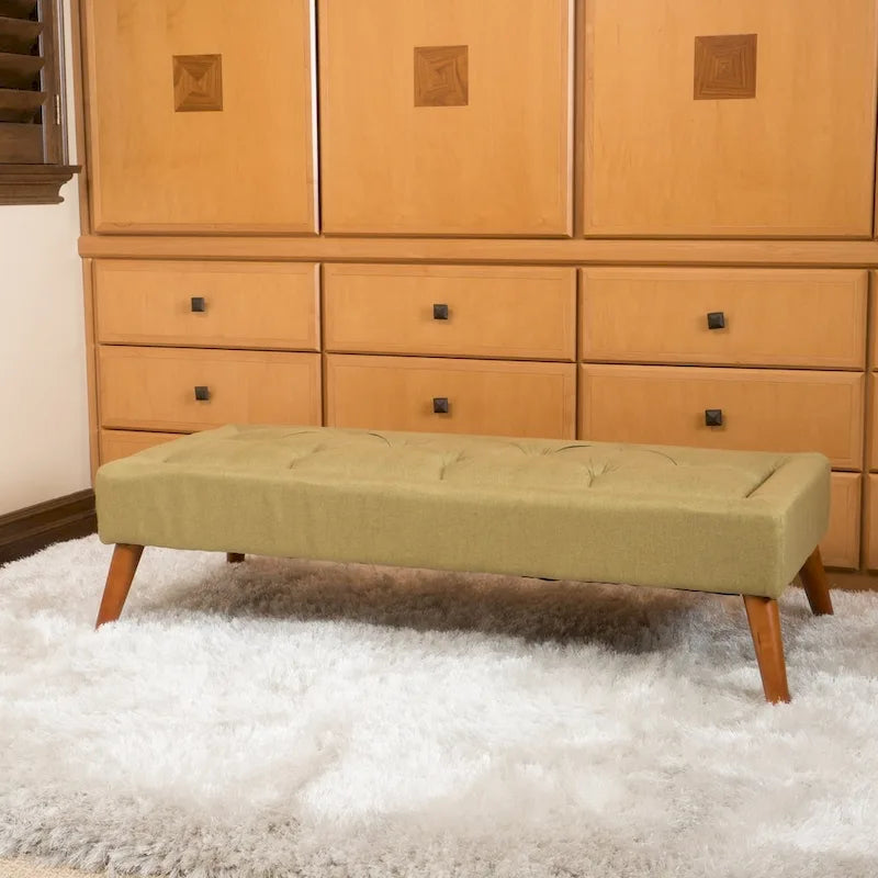 Tufted Fabric Ottoman Bench