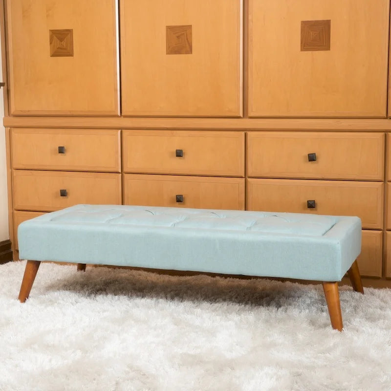 Tufted Fabric Ottoman Bench