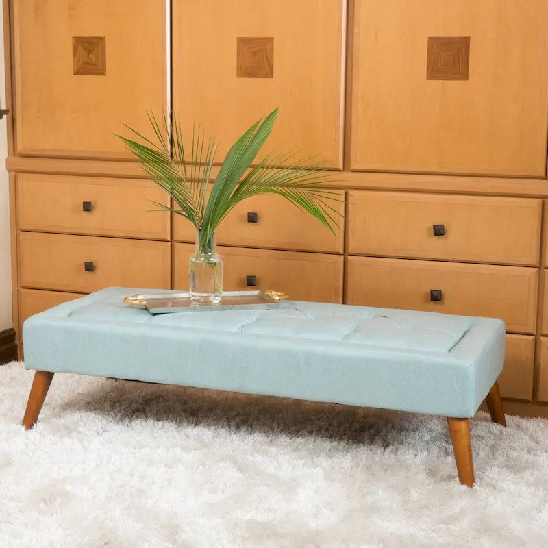 Tufted Fabric Ottoman Bench