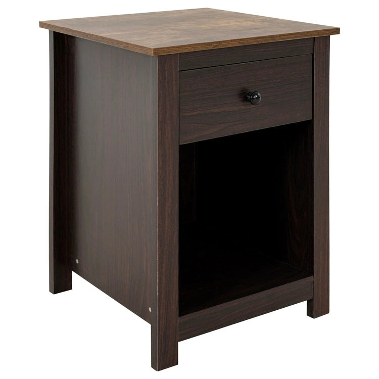 2-Tier End Table with Drawer and Shelf