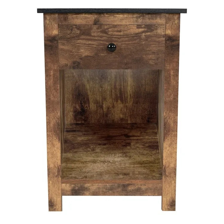 2-Tier End Table with Drawer and Shelf