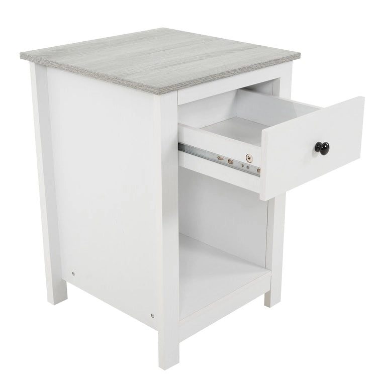 2-Tier End Table with Drawer and Shelf