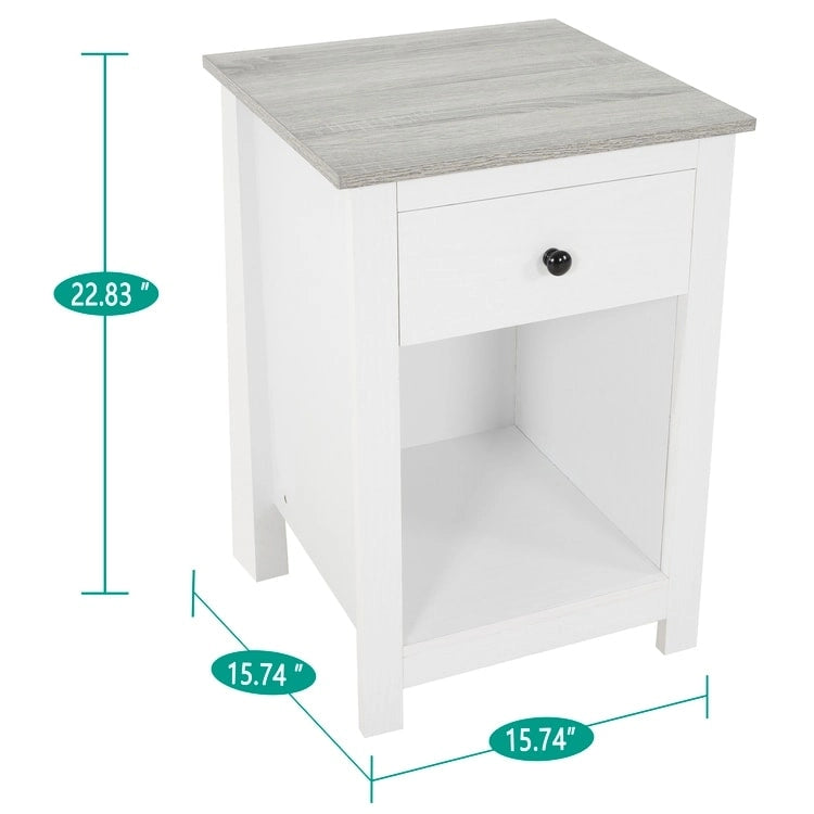 2-Tier End Table with Drawer and Shelf