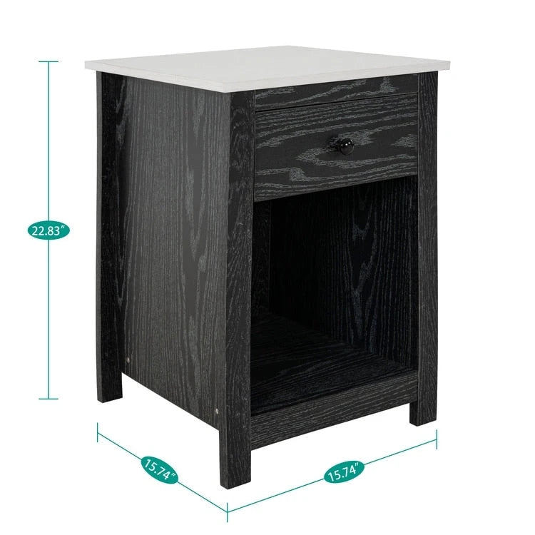 2-Tier End Table with Drawer and Shelf