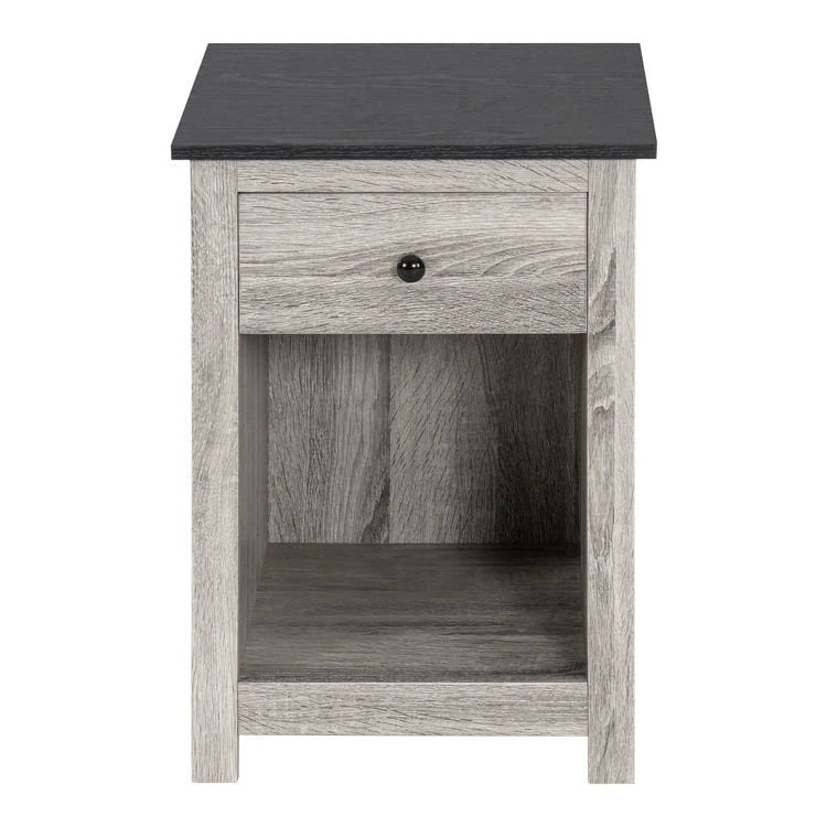 2-Tier End Table with Drawer and Shelf