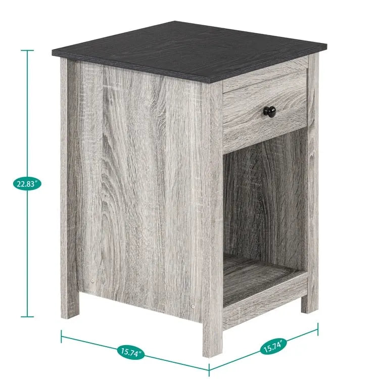 2-Tier End Table with Drawer and Shelf