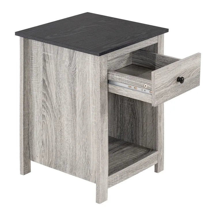 2-Tier End Table with Drawer and Shelf