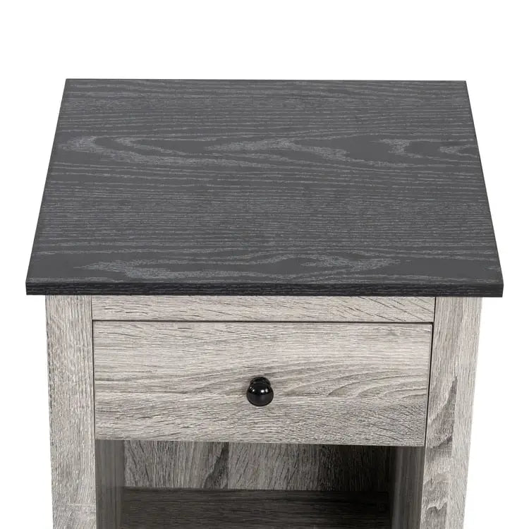 2-Tier End Table with Drawer and Shelf