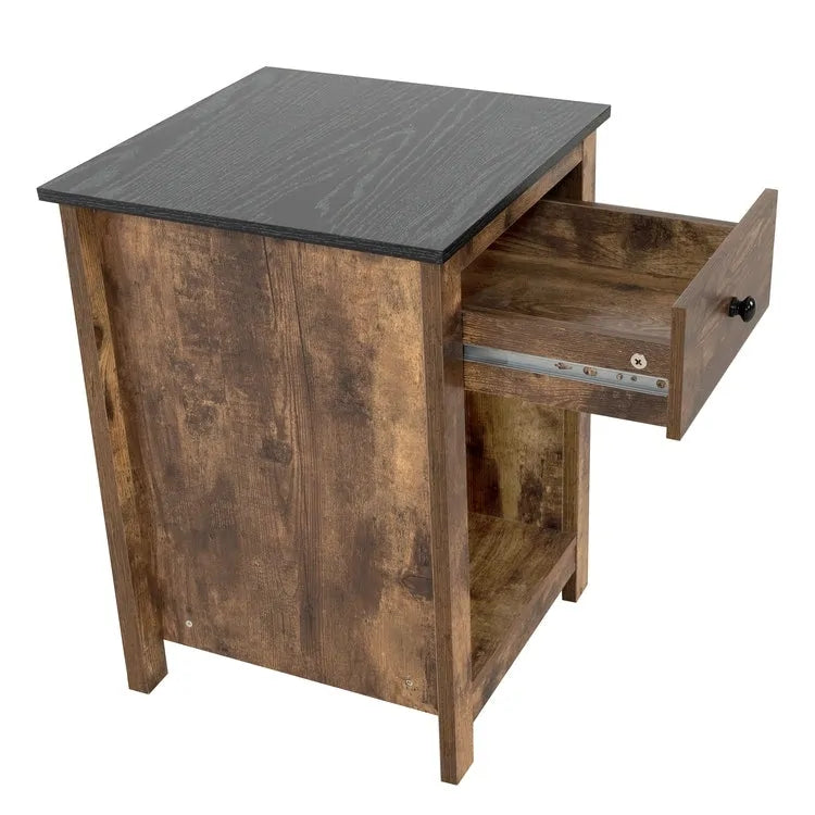 2-Tier End Table with Drawer and Shelf