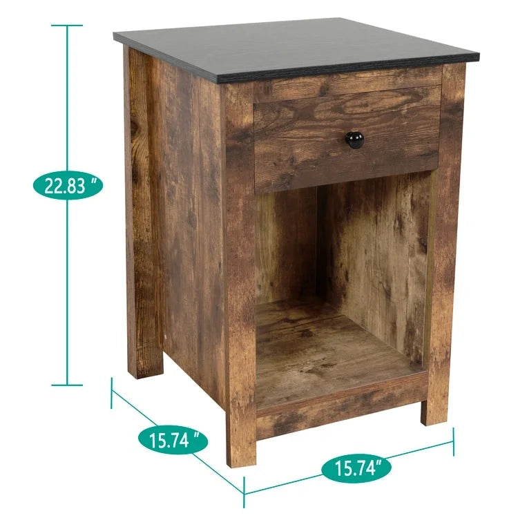2-Tier End Table with Drawer and Shelf