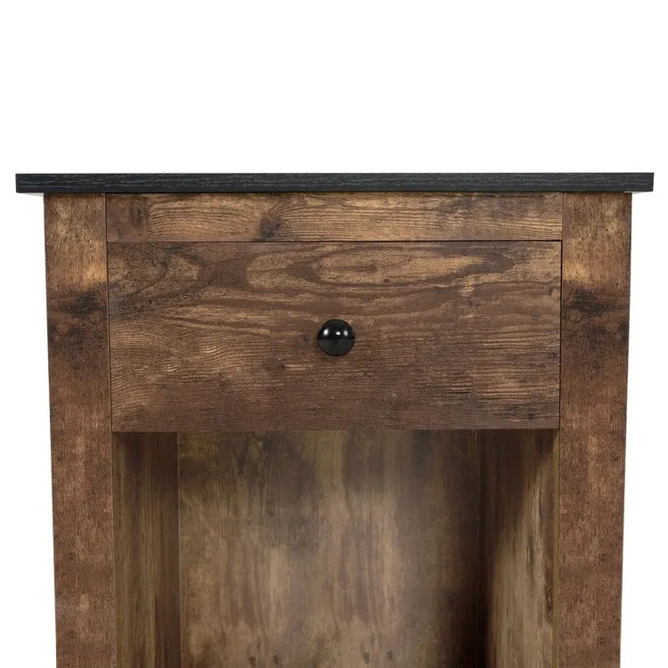 2-Tier End Table with Drawer and Shelf