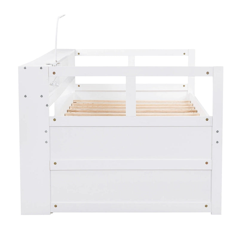 Twin XL Wood Daybed with 2 Trundles and USB Charging