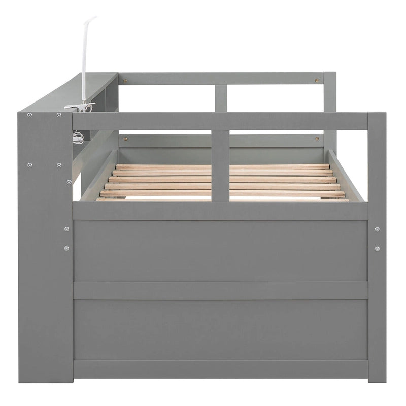 Twin XL Wood Daybed with 2 Trundles and USB Charging