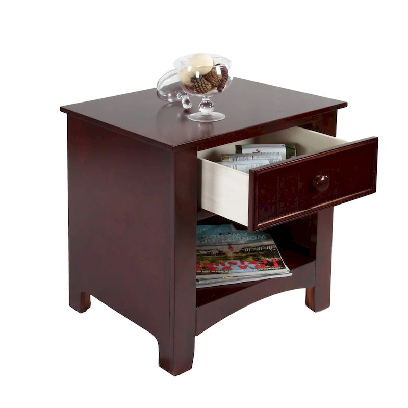 Transitional Wood 1-Drawer Nightstand