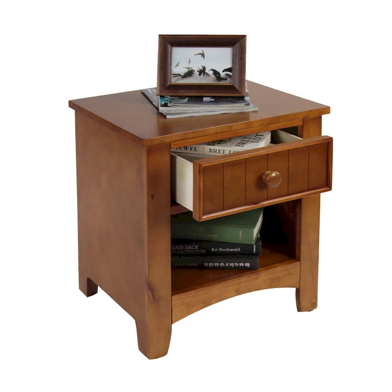 Transitional Wood 1-Drawer Nightstand