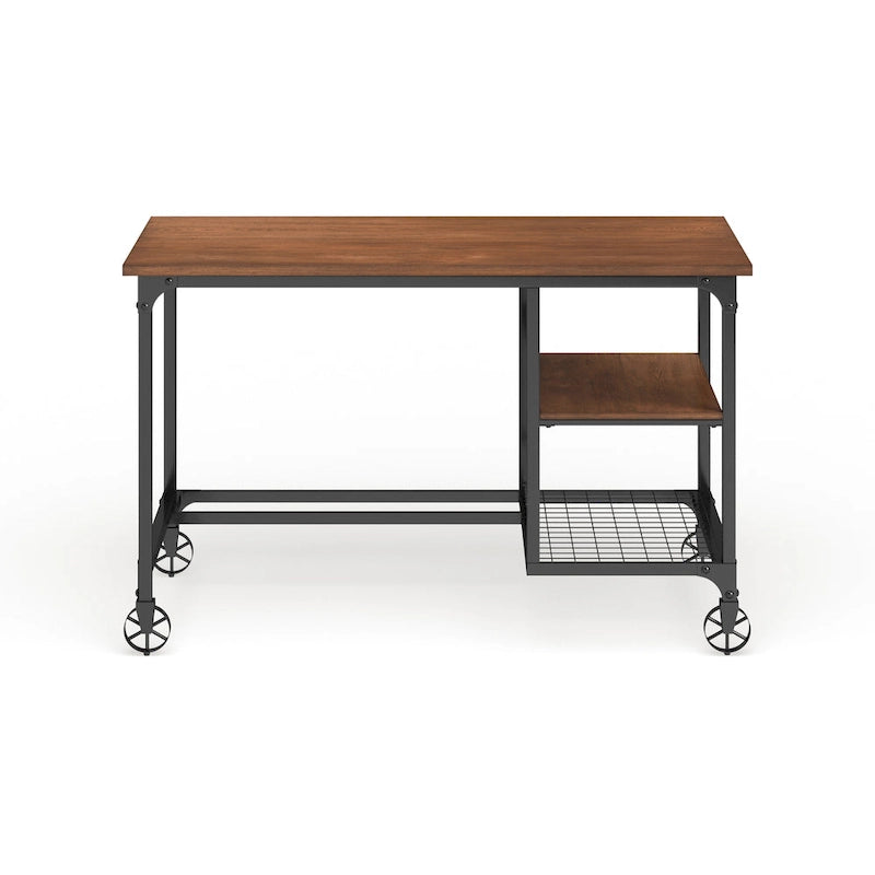 Industrial Oak 48-Inch Metal Computer Desk