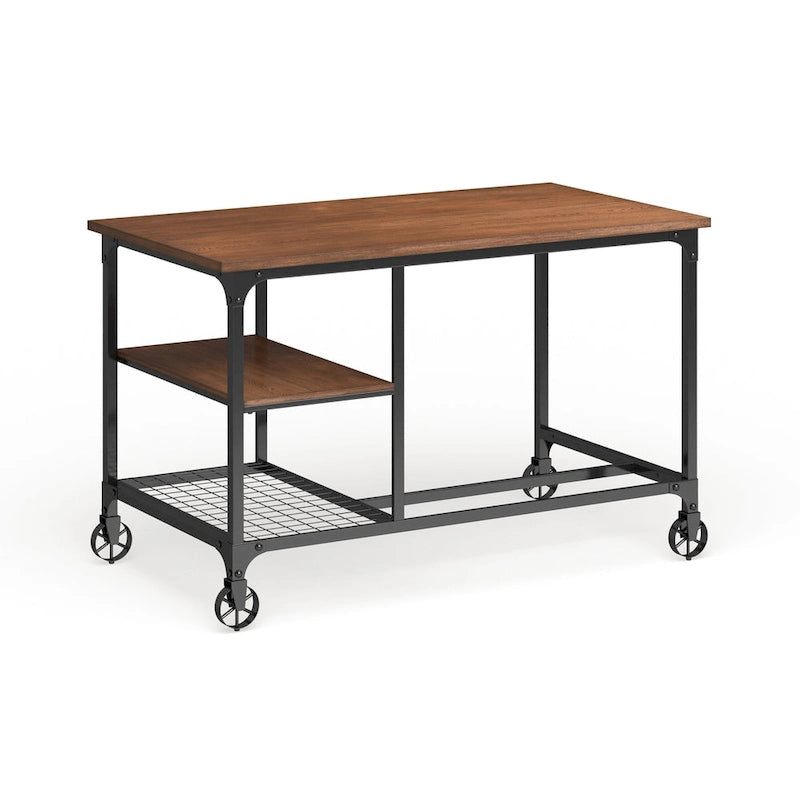Industrial Oak 48-Inch Metal Computer Desk