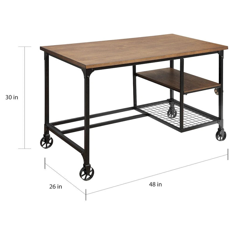 Industrial Oak 48-Inch Metal Computer Desk