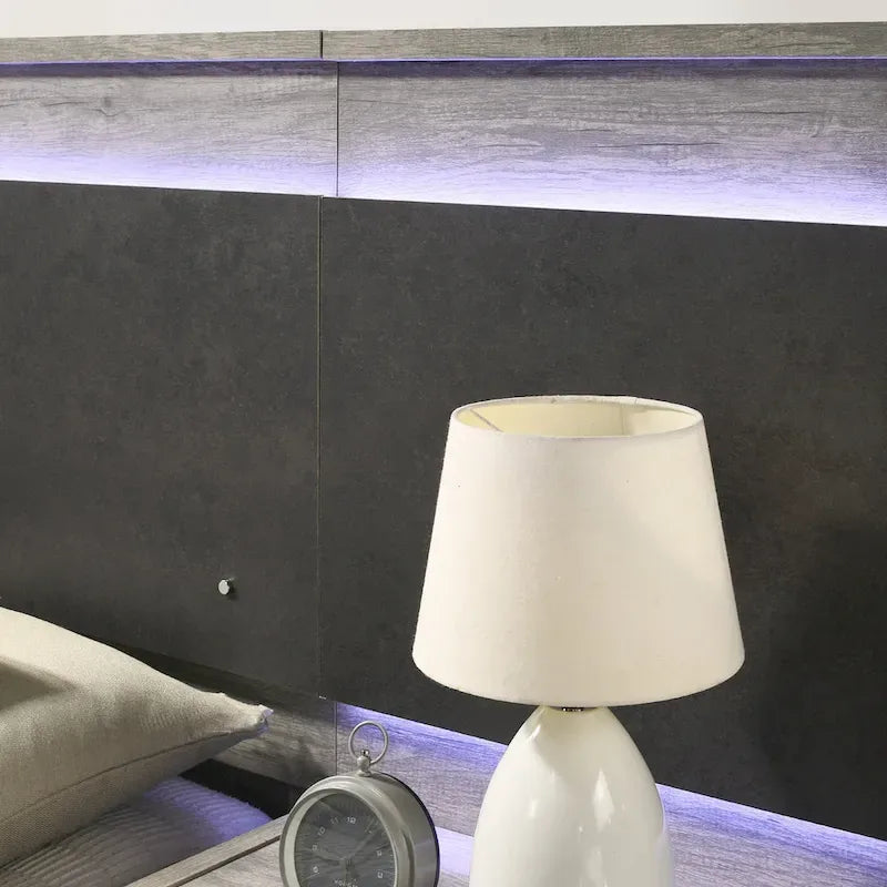 LED Wallbed with Nightstands - Weathered Gray