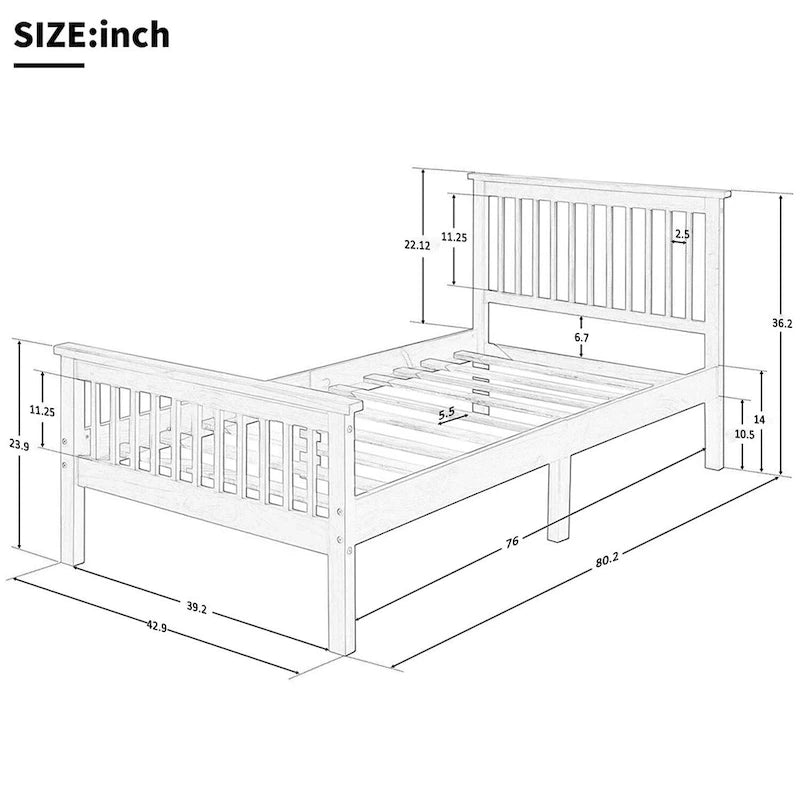 Wood Platform Bed with Headboard and Footboard