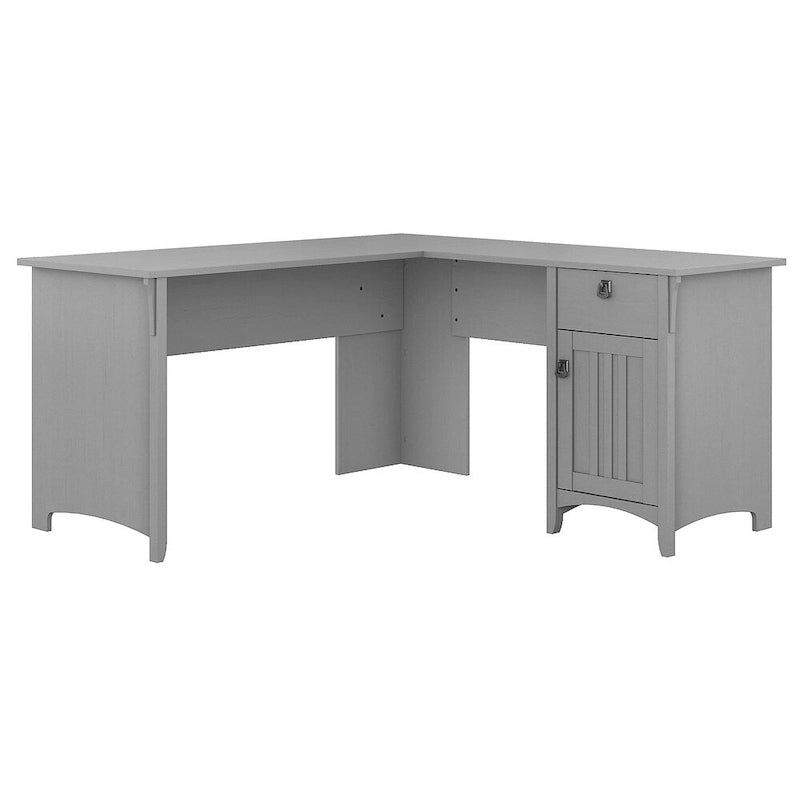 L-Shaped Desk with Storage in Grey