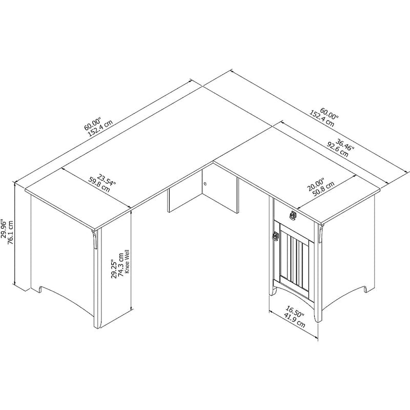 L-Shaped Desk with Storage in Grey
