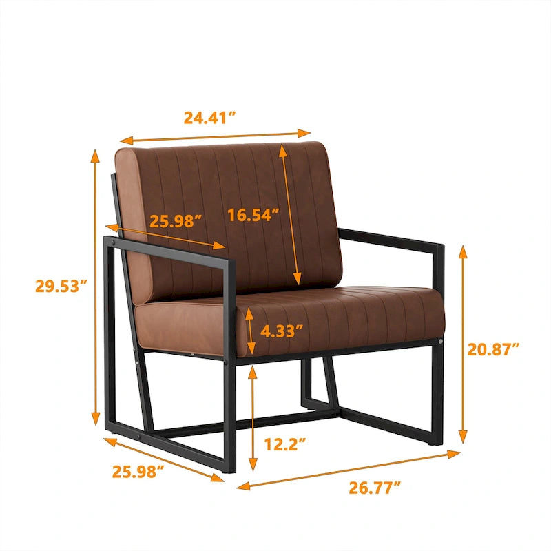 PU Leather Armchair with Thick Padded Backrest