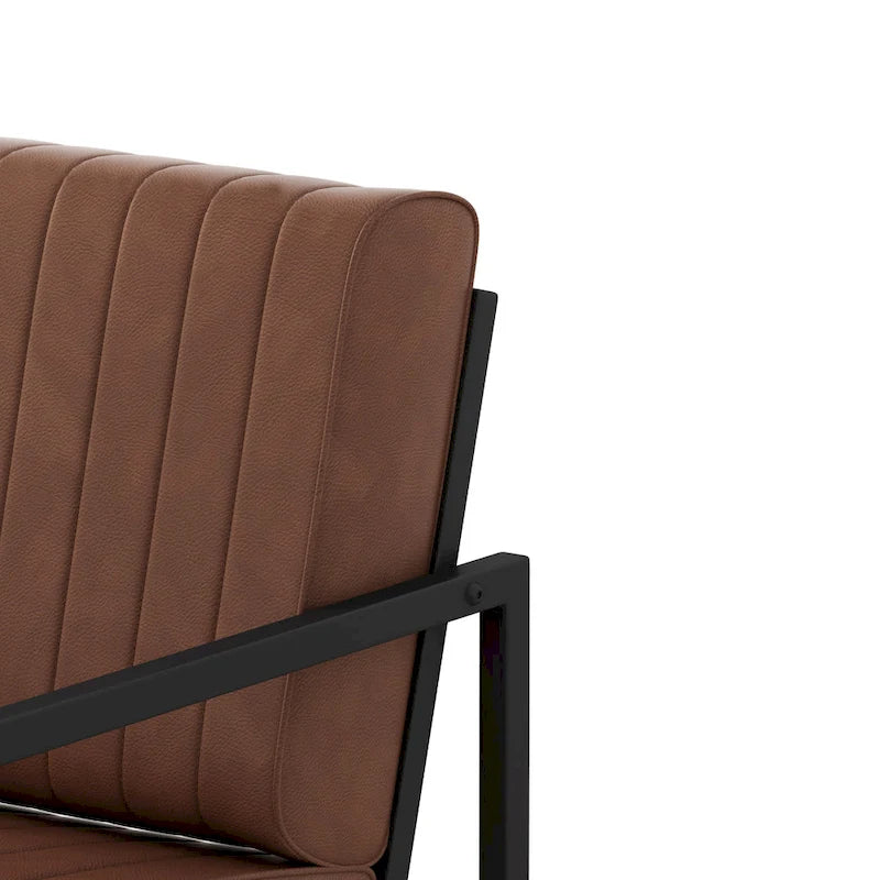 PU Leather Armchair with Thick Padded Backrest