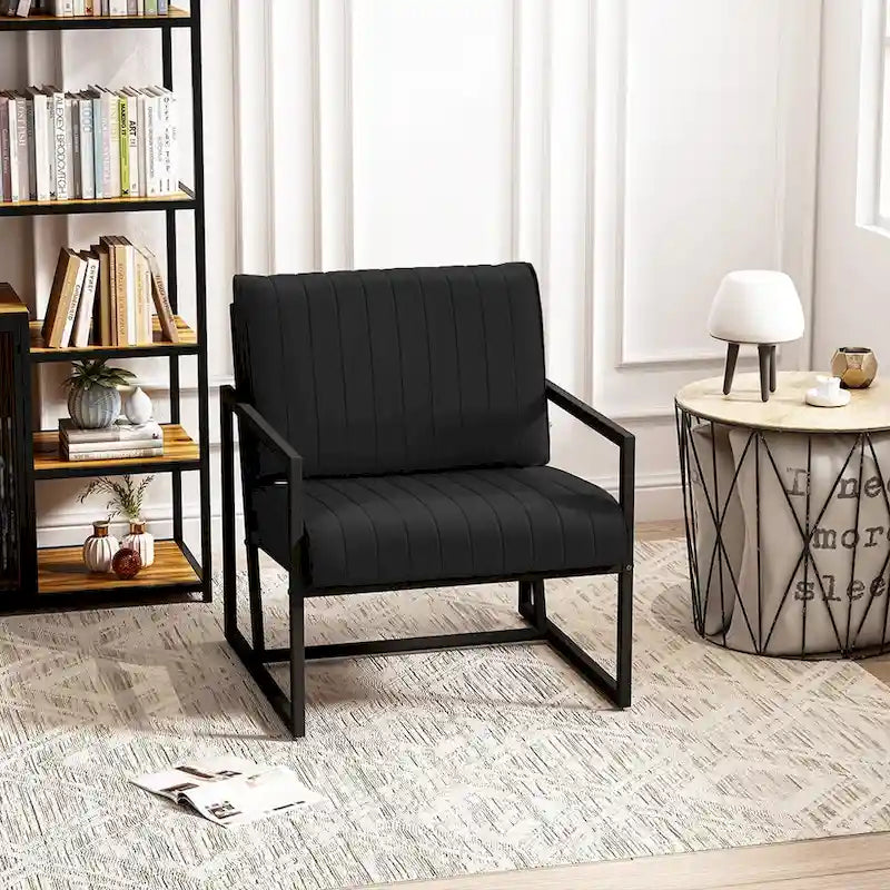 PU Leather Armchair with Thick Padded Backrest