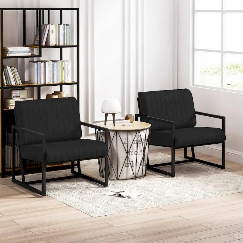 PU Leather Armchair with Thick Padded Backrest