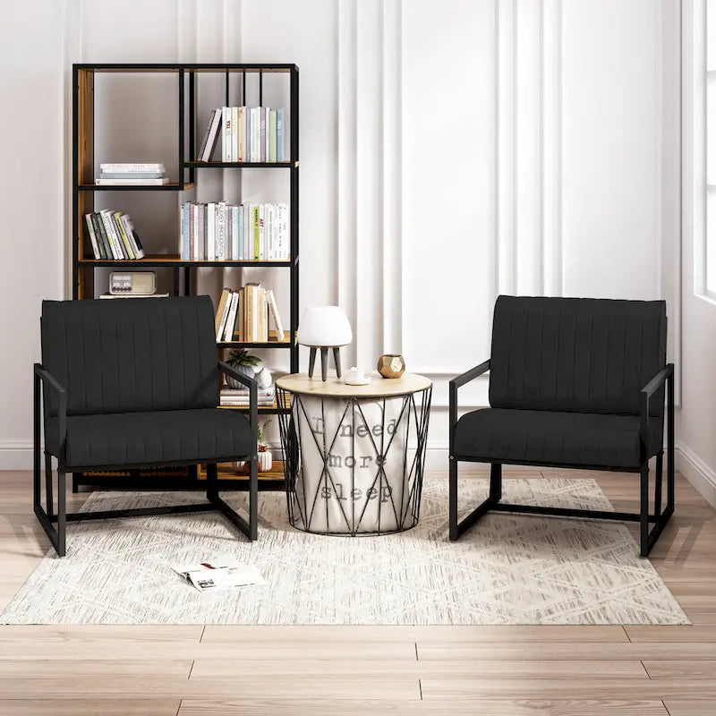 PU Leather Armchair with Thick Padded Backrest