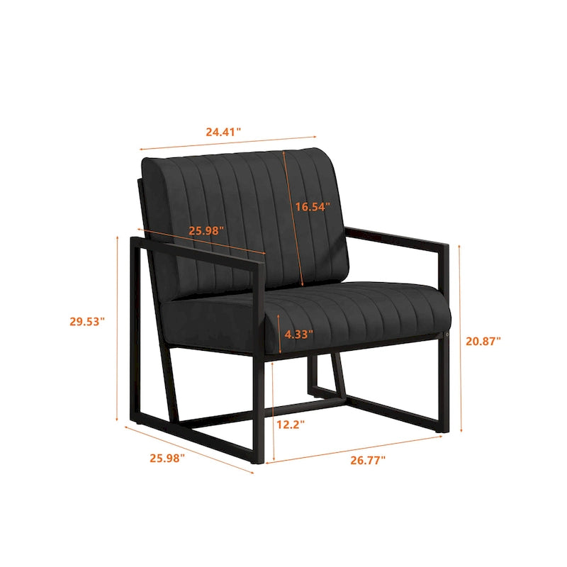 PU Leather Armchair with Thick Padded Backrest