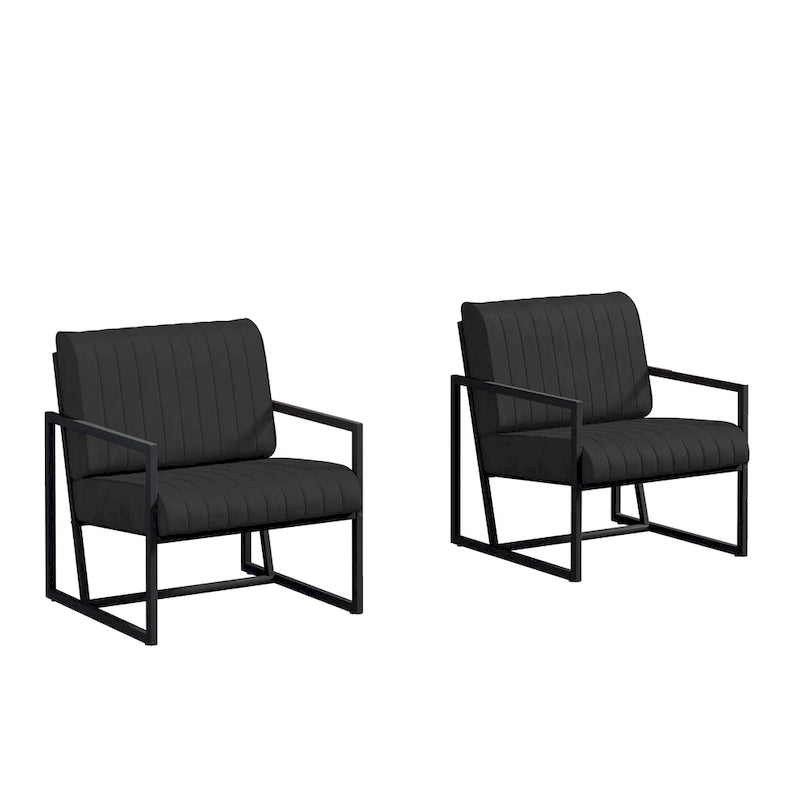 PU Leather Armchair with Thick Padded Backrest