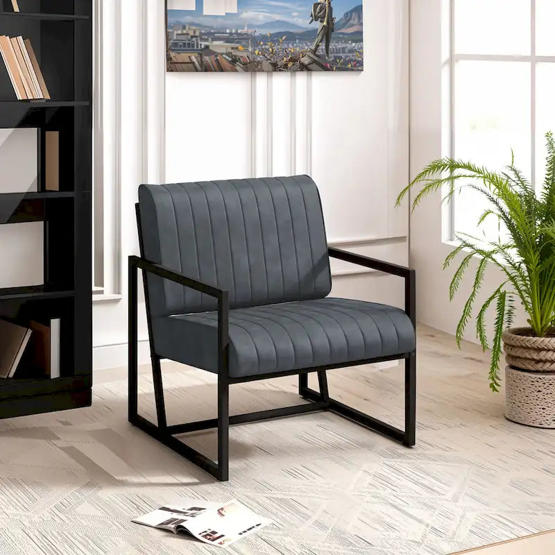 PU Leather Armchair with Thick Padded Backrest