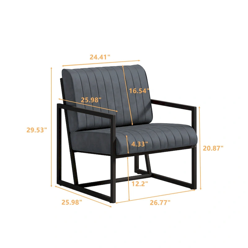 PU Leather Armchair with Thick Padded Backrest